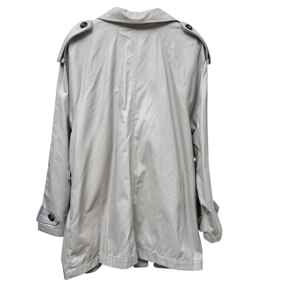 H&M Short Trench Coat XL Khaki Beige Cotton Womens Jacket Peacoat NWT - Picture 5 of 10